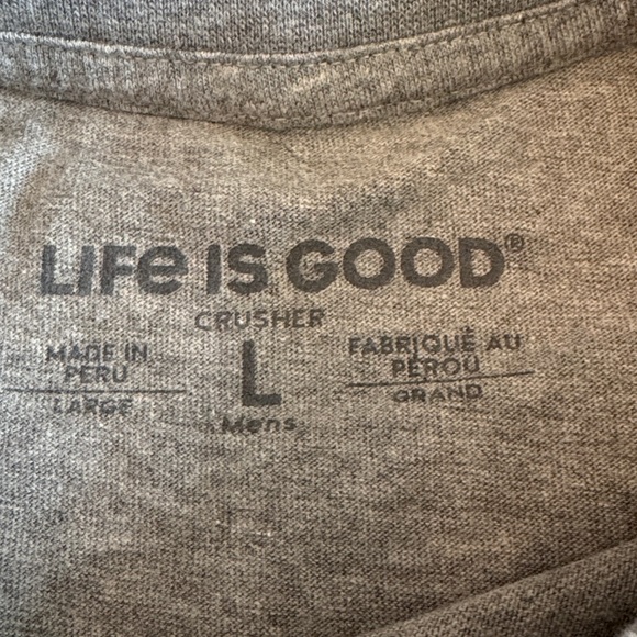 Life is Good “Peace Love Dogs” Crusher Tee Shirt Size: large Color: gray - Picture 3 of 11